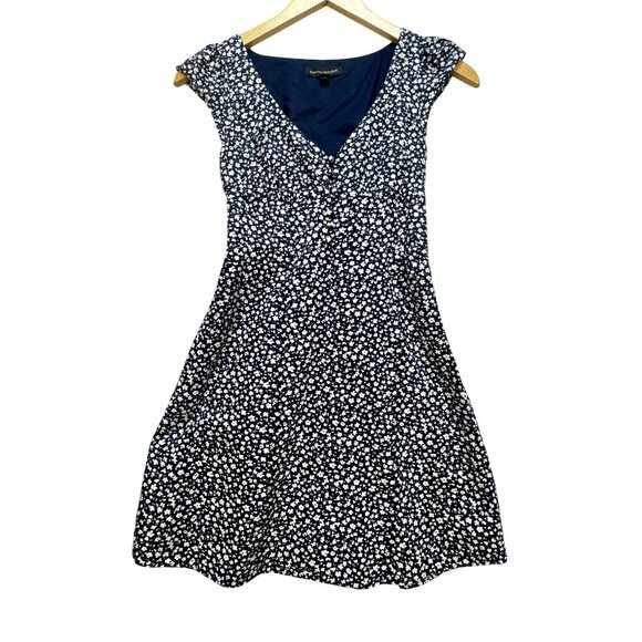 Banana Republic Womens Linen-Cotton Button Front A-Line Mini Dress 00P Navy Boho - Picture 2 of 15